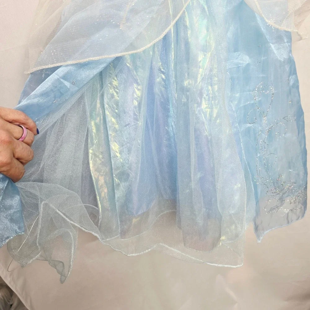 Disney Store Cinderella Costume Dress Kids 5/6 Blue Excellent Sparkly Cameo